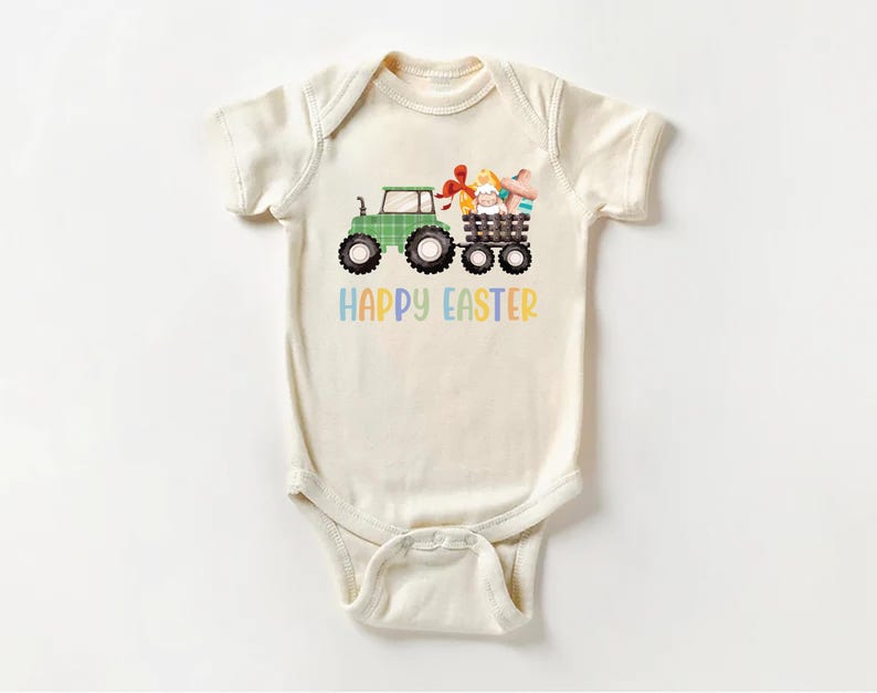 Tractor Easter Egg Hunt Baby Bodysuit, Baby Shirt, Toddler Sweatshirt - Easter Outfit, Basket Stuffer, Christian Easter Gift for Kids