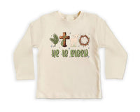 He Is Risen Thorn Crown Baby Bodysuit, Baby Shirt, Toddler Sweatshirt, Christian Easter Outfit, Jesus Resurrection Gift, Faith-Based Shirt