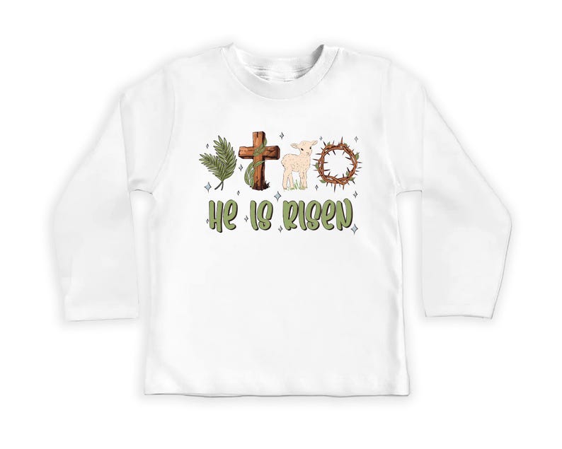 He Is Risen Thorn Crown Baby Bodysuit, Baby Shirt, Toddler Sweatshirt, Christian Easter Outfit, Jesus Resurrection Gift, Faith-Based Shirt