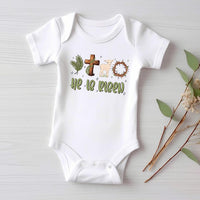 He Is Risen Thorn Crown Baby Bodysuit, Baby Shirt, Toddler Sweatshirt, Christian Easter Outfit, Jesus Resurrection Gift, Faith-Based Shirt