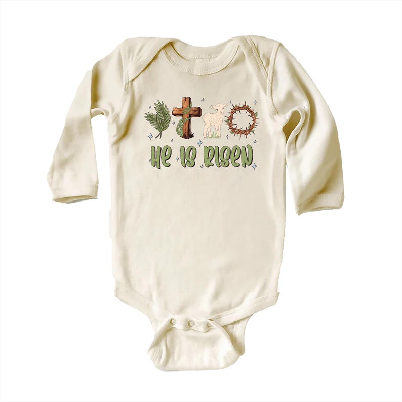 He Is Risen Thorn Crown Baby Bodysuit, Baby Shirt, Toddler Sweatshirt, Christian Easter Outfit, Jesus Resurrection Gift, Faith-Based Shirt