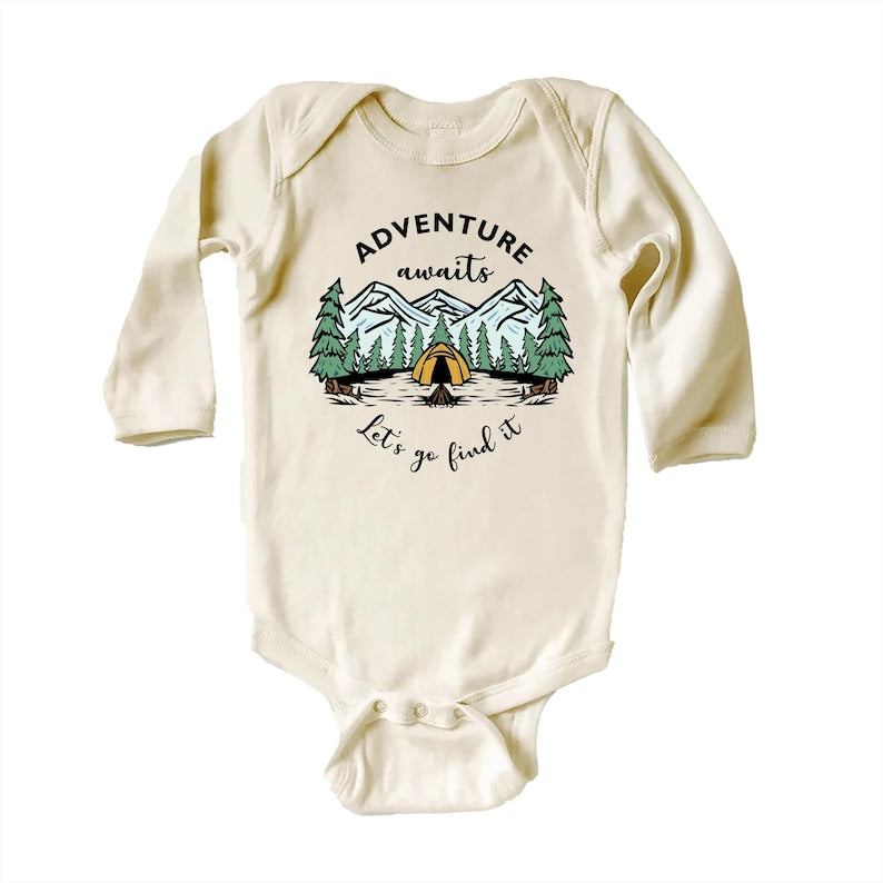 Adventure Awaits Let's Go Find It Baby Sweatshirt, Camping Nature Explore Gift