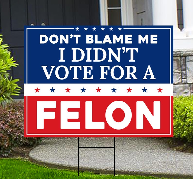 Don't Blame Me I Didn't Vote for A Felon Yard Sign - Resist Hate, Anti-Trump, Resist Racism, Resist Fascism Yard Sign with Metal H-Stake