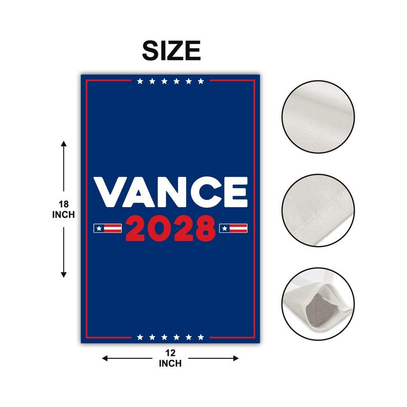 JD Vance 2028 Garden Flag, 12x18 Inch Double Sided, JD Vance Lawn Flag, 45 47 President Donald Trump Flag, Trump Won Get Over It Flag