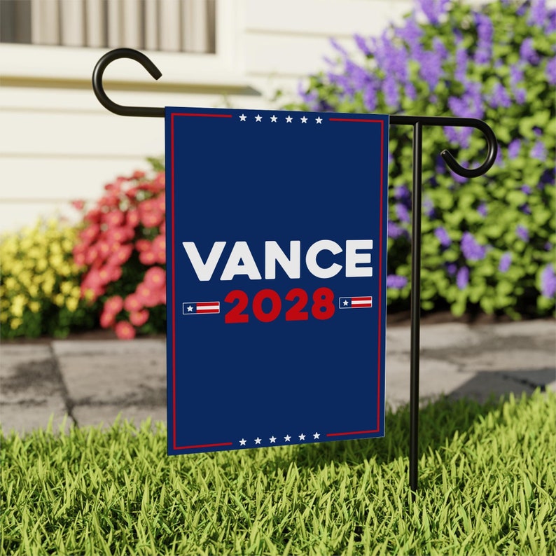 JD Vance 2028 Garden Flag, 12x18 Inch Double Sided, JD Vance Lawn Flag, 45 47 President Donald Trump Flag, Trump Won Get Over It Flag