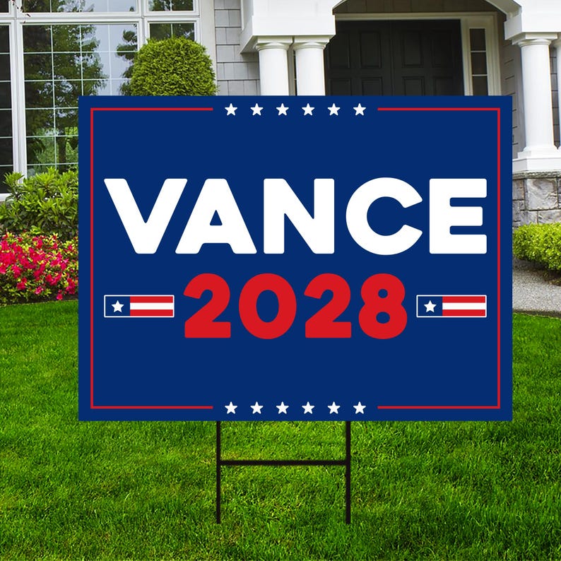 JD Vance 2028 Yard Sign - Trump Won Get Over It Sign, Trump 45-47 Make America Great Again Sign, Donald Trump Yard Sign with Metal H-Stake