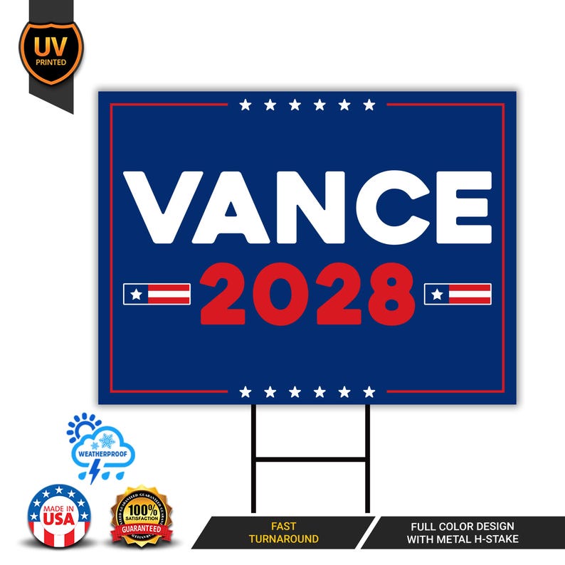 JD Vance 2028 Yard Sign - Trump Won Get Over It Sign, Trump 45-47 Make America Great Again Sign, Donald Trump Yard Sign with Metal H-Stake