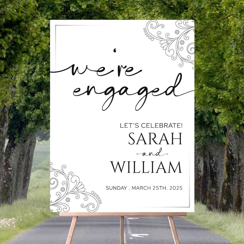 Minimalist Engagement Party Welcome Sign, Modern Engagement Party Decorations