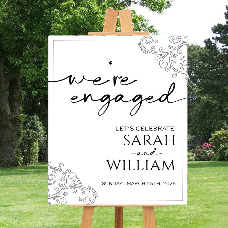 Minimalist Engagement Party Welcome Sign, Modern Engagement Party Decorations