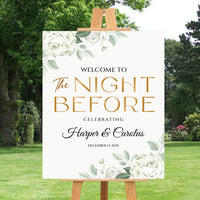 Rehearsal Dinner Welcome Sign, Greenery Wedding Rehearsal Sign, Dinner Decor, Custom Wedding