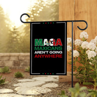 MAGA Mexicans Aren’t Going Anywhere Garden Flag, 12x18 Inch Double Sided, Anti-Trump Flag