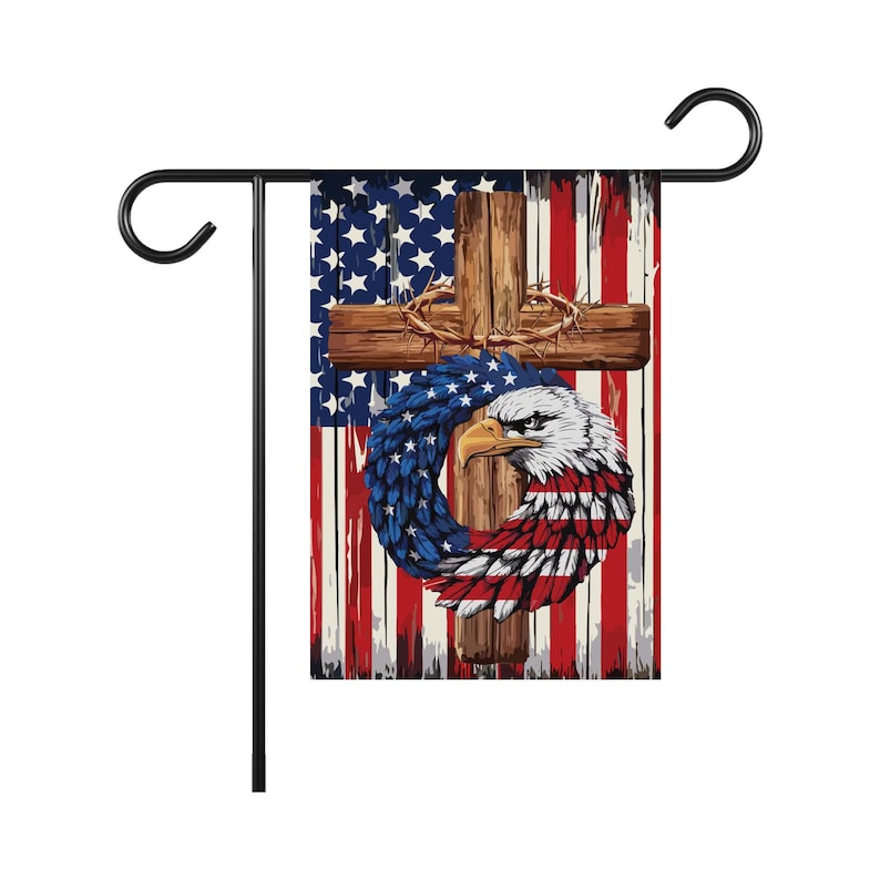 Patriotic Stars and Stripes Eagle Garden Flag, 12x18 Inch Double Sided