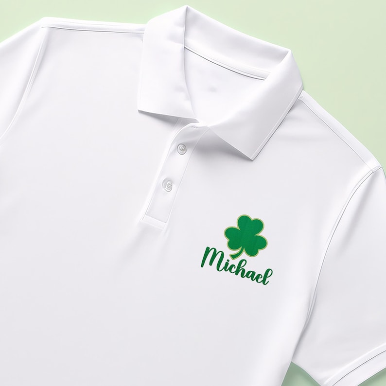 Custom Name Shamrock Embroidered Polo Shirt for Men and Women(Youth)