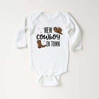 New Cowboy in Town Baby Bodysuit, Baby Shirt, Toddler Sweatshirt - Cute Western Outfit