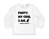 Party at My Crib Baby Bodysuit, Baby Shirt, Toddler Sweatshirt - Funny Party Outfit, Baby Shower Gift