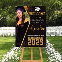 Personalized Graduation Welcome Sign, Custom Class of 2025 Party Sign with Photo, Graduation 2025 Decor, Congrats Grad Sign, Senior 25 Party