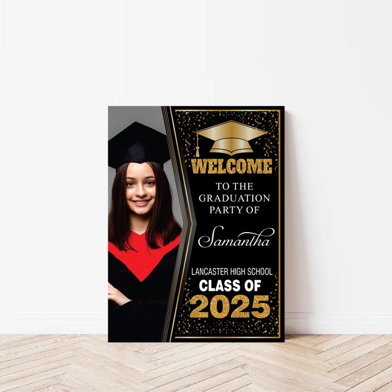 Personalized Graduation Welcome Sign, Custom Class of 2025 Party Sign with Photo, Graduation 2025 Decor, Congrats Grad Sign, Senior 25 Party