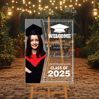 Personalized Graduation Welcome Sign, Custom Class of 2025 Party Sign with Photo, Graduation 2025 Decor, Congrats Grad Sign, Senior 25 Party