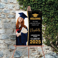 Personalized Graduation Welcome Sign, Custom Class of 2025 Party Sign with Photo, Graduation 2025 Decor, Congrats Grad Sign, Senior 25 Party