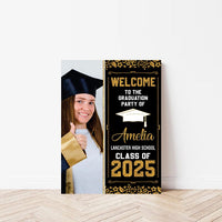 Personalized Graduation Welcome Sign, Custom Class of 2025 Party Sign with Photo, Graduation 2025 Decor, Congrats Grad Sign, Senior 25 Party