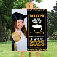 Personalized Graduation Welcome Sign, Custom Class of 2025 Party Sign with Photo, Graduation 2025 Decor, Congrats Grad Sign, Senior 25 Party