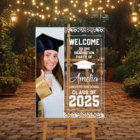 Personalized Graduation Welcome Sign, Custom Class of 2025 Party Sign with Photo, Graduation 2025 Decor, Congrats Grad Sign, Senior 25 Party