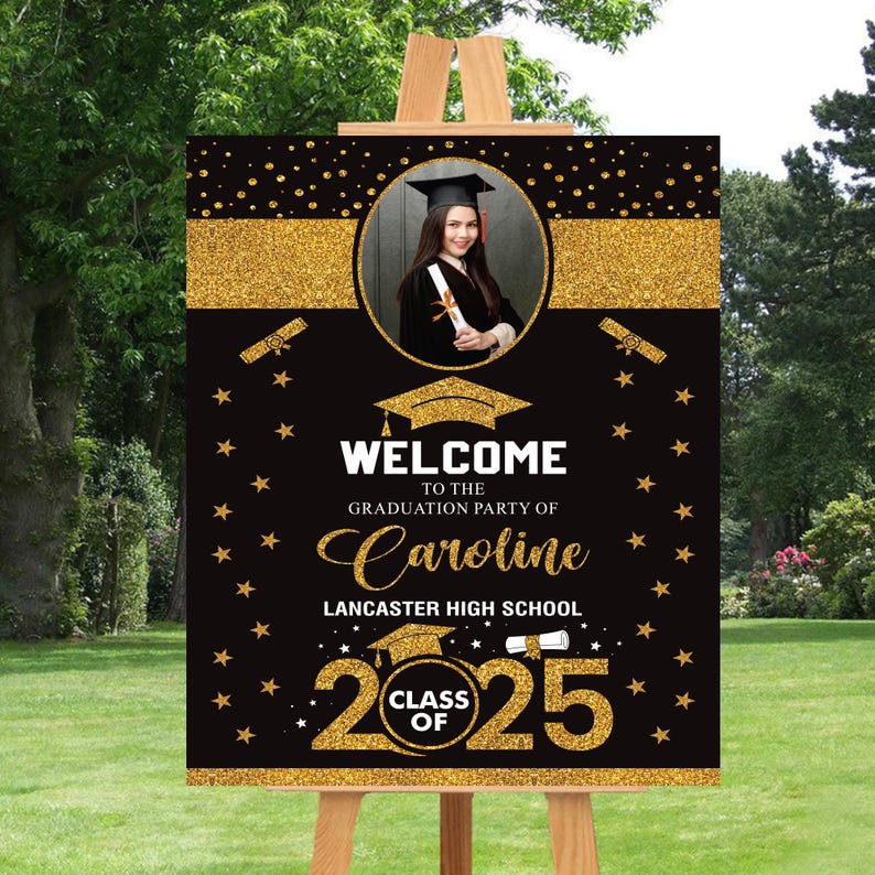 Personalized Graduation Welcome Sign, Custom Class of 2025 Party Sign with Photo, Graduation 2025 Decor, Congrats Grad Sign, Senior 25 Party