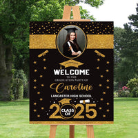 Personalized Graduation Welcome Sign, Custom Class of 2025 Party Sign with Photo, Graduation 2025 Decor, Congrats Grad Sign, Senior 25 Party