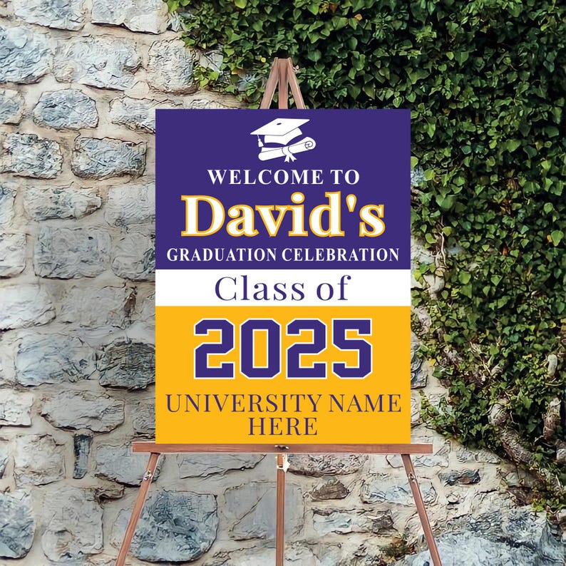 Personalized Graduation Welcome Sign, Custom Class of 2025 Party Sign