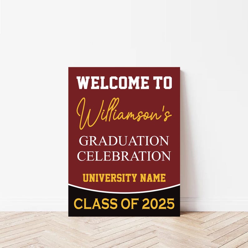 Personalized Graduation Welcome Sign, Custom Class of 2025 Party Sign, Graduation 2025 Decor