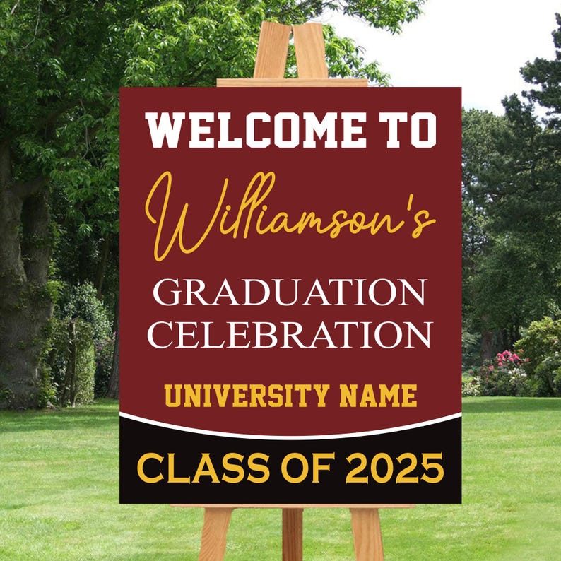 Personalized Graduation Welcome Sign, Custom Class of 2025 Party Sign, Graduation 2025 Decor