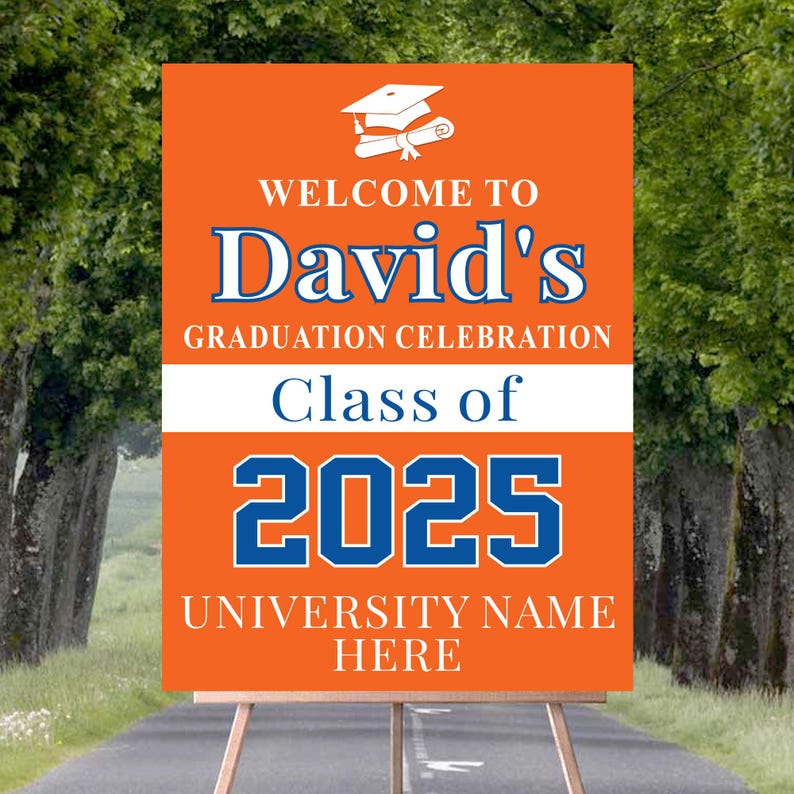 Personalized Graduation Welcome Sign, Custom Class of 2025 Party Sign