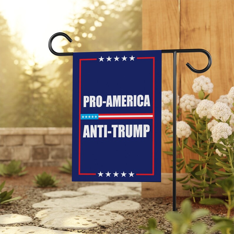 Pro America Garden Flag, 12x18 Inch Double Sided, Anti-Trump, Resist Hate Flag, Women's Rights Flag, Resist Racism Flag, Resist Fascism Flag