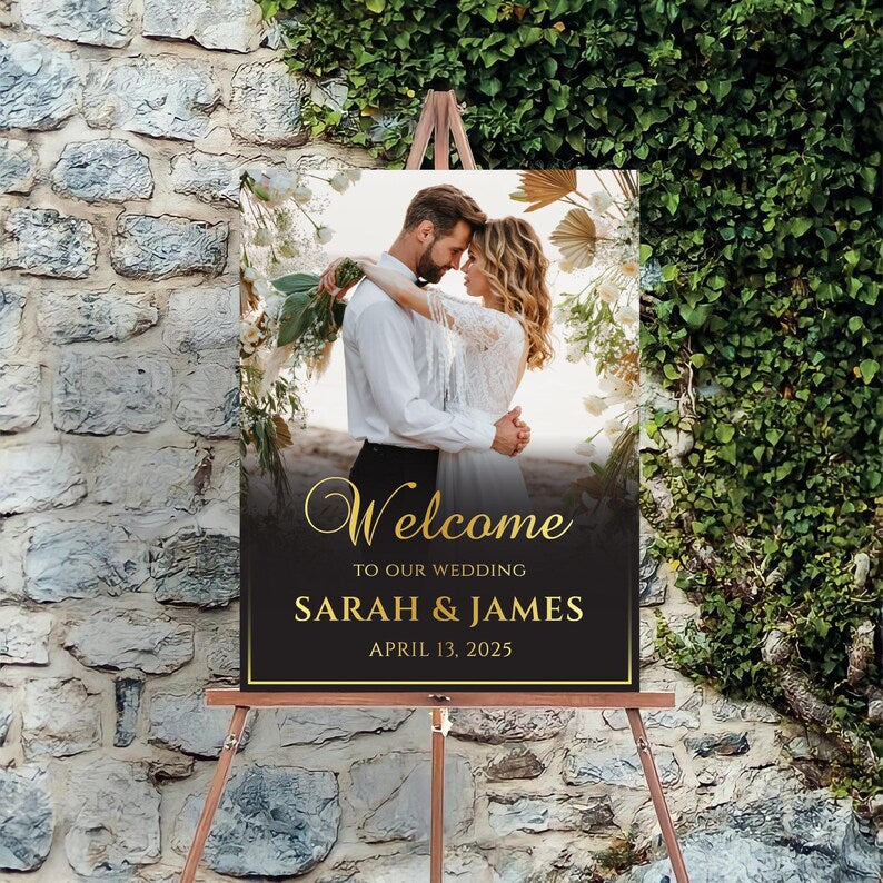 Custom Photo Wedding Welcome Sign, Personalized Ceremony Foamcore, PVC, Acrylic, Polystyrene, Picture Wedding Welcome Board