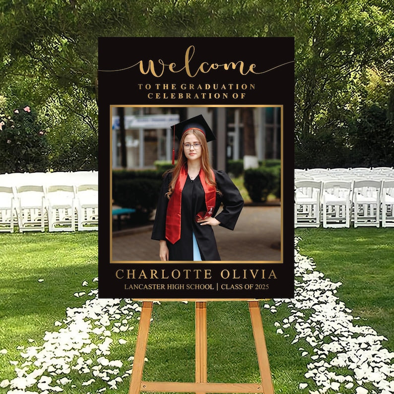 Personalized Graduation Welcome Sign, Custom Class of 2025 Party Sign with Photo, Graduation 2025 Decor, Congrats Grad Sign, Senior 25 Party