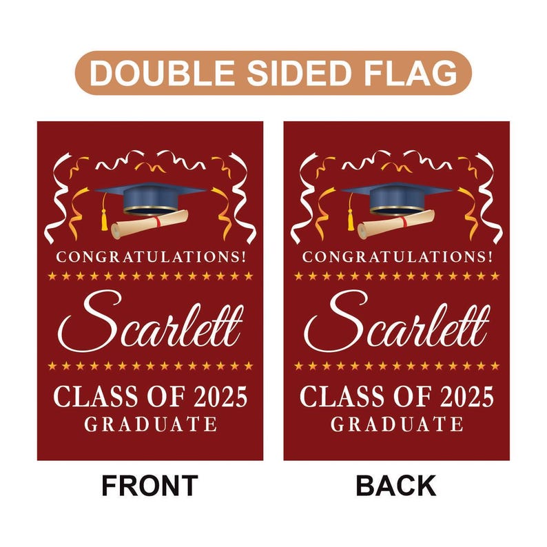 Personalized College Graduation Garden Flag, Double Sided Custom School, University Logo, Class of 2025 Yard Sign, Graduate Celebration Flag