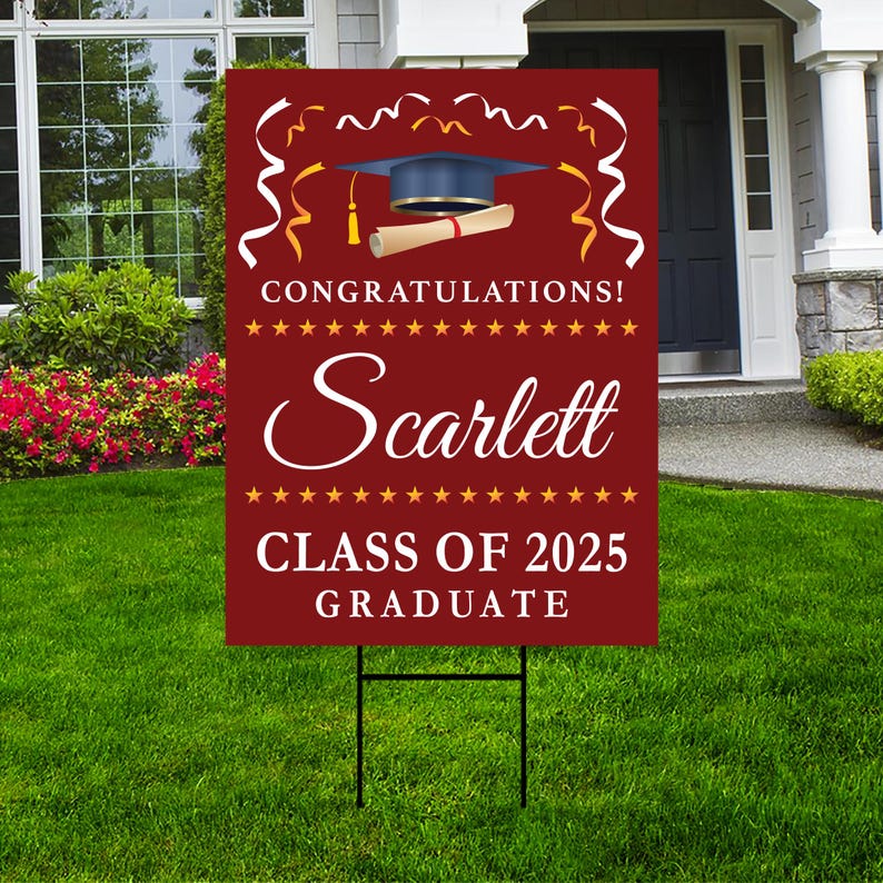 Personalized College Graduation Yard Sign 2025, College Logo Sign, Custom Graduate School College University Yard Sign with Metal H-Stake