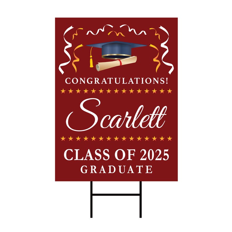 Personalized College Graduation Yard Sign 2025, College Logo Sign, Custom Graduate School College University Yard Sign with Metal H-Stake