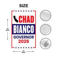 Chad Bianco For California Governor 2026 Garden Flag, Double Sided, 2026 Governor Flag, Elections Flag, Race Red White & Blue Flag