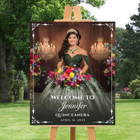 Quinceañera Photo Welcome Sign, Personalized Mis Quince Foamcore, PVC, Acrylic, Polystyrene, 15th Birthday Party Quince Board