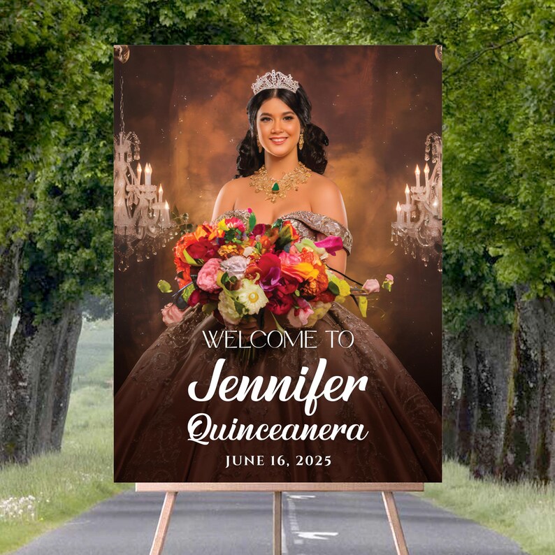 Quinceañera Photo Welcome Sign, Personalized Mis Quince Foamcore, PVC, Acrylic, Polystyrene, 15th Birthday Party Quince Board