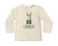 Personalized Name Bunny Boys Baby Bodysuit, Baby Shirt, Toddler Sweatshirt - Custom Easter Rabbit Gift