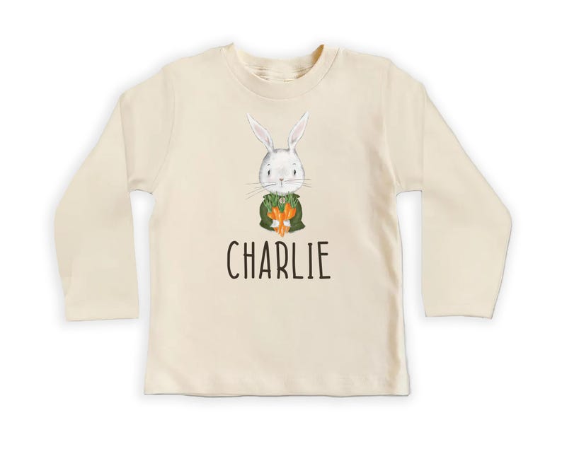 Personalized Name Bunny Boys Baby Bodysuit, Baby Shirt, Toddler Sweatshirt - Custom Easter Rabbit Gift