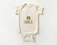 Personalized Name Bunny Boys Baby Bodysuit, Baby Shirt, Toddler Sweatshirt - Custom Easter Rabbit Gift