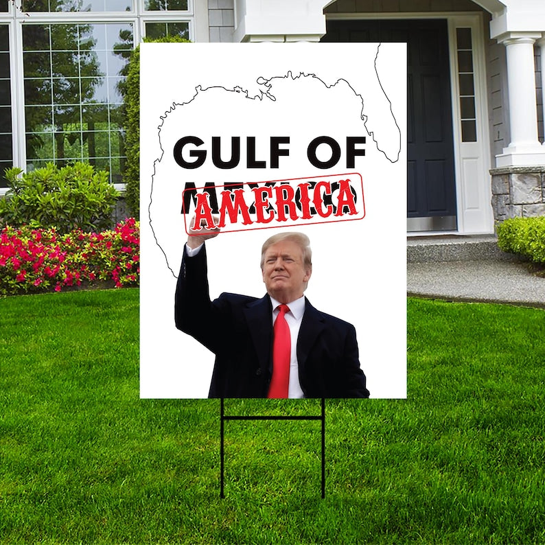 Gulf of America Yard Sign - Patriotic Trump 45-47 Make America Great Again Sign, Trump MAGA Sign, Donald Trump Yard Sign with Metal H-Stake