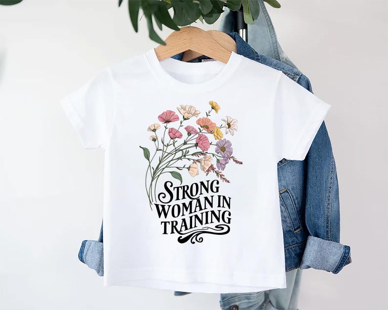 Strong Woman in Training Baby Bodysuit, Baby Shirt, Toddler Sweatshirt - Wildflower Floral Outfit, Women Empowerment Feminist Baby Gift