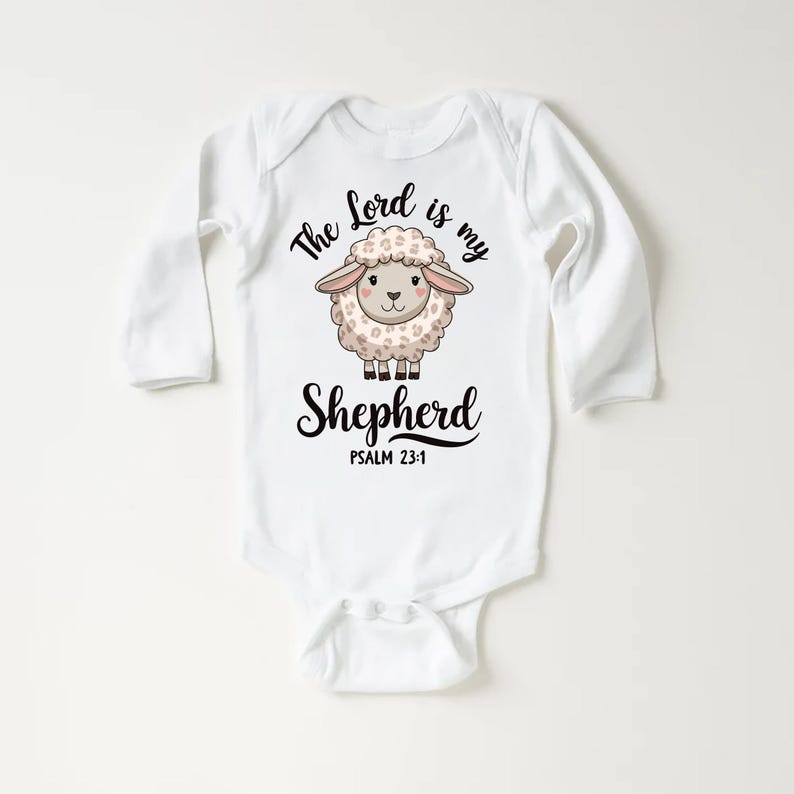 The Lord Is My Shepherd Baby Bodysuit, Baby Shirt, Toddler Sweatshirt - Psalm 23:1 Christian Outfit, Retro Faith-Based Gift for Kids