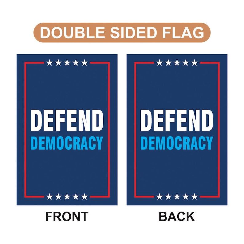 Defend Democracy Garden Flag, 12x18 Inch Double Sided, Resist Hate Flag, Anti-Trump Flag, Resist Racism Flag, Resist Fascism Flag