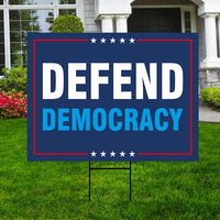 Defend Democracy Yard Sign - Resist Hate Lawn Sign, Anti-Trump Sign, Resist Racism, Resist Fascism Yard Sign with Metal H-Stake