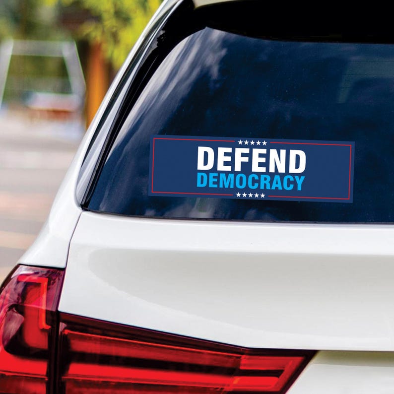 Defend Democracy Vinyl Sticker, Resist Hate Decal, Anti-Trump, Resist Racism Sticker, Resist Fascism Car Bumper Sticker